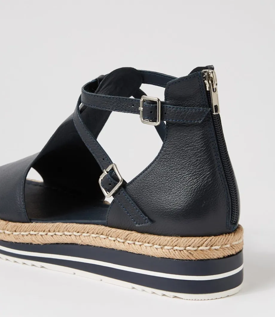 Alexys Navy Leather Espadrilles