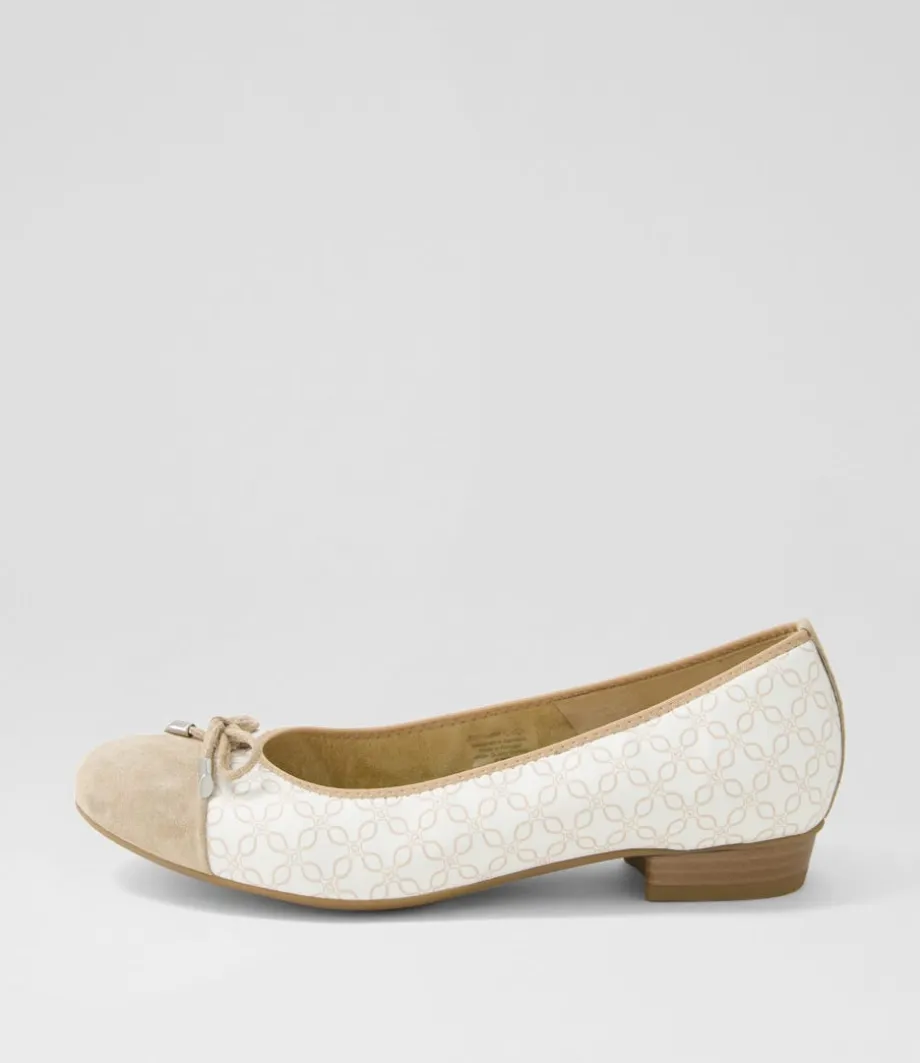 Bari 21 Sand Print Leather Ballet Flats