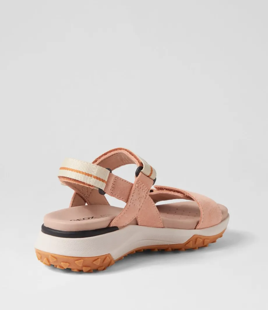 D Sorapis Grip B Peach Beige Suede Sandals