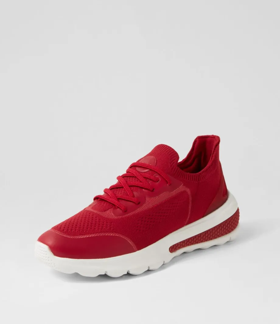 D Spherica Actif A Dark Red Knit Sneakers
