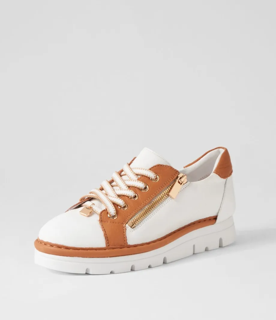 Elos White Dark Tan Leather Sneakers