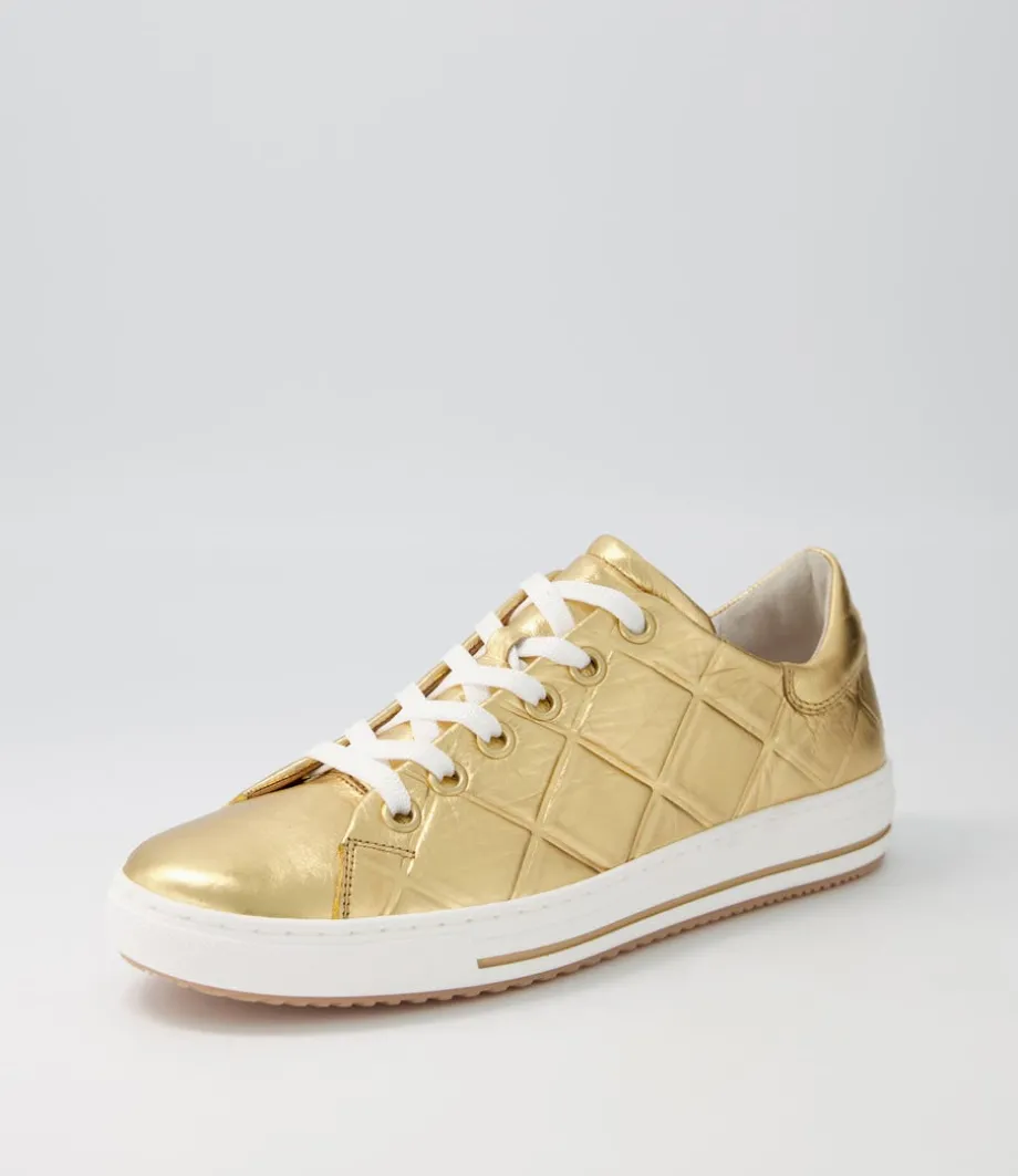 Nissy Gold Leather Sneakers