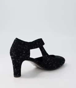 Trinities Black Sparkle Suede Heels