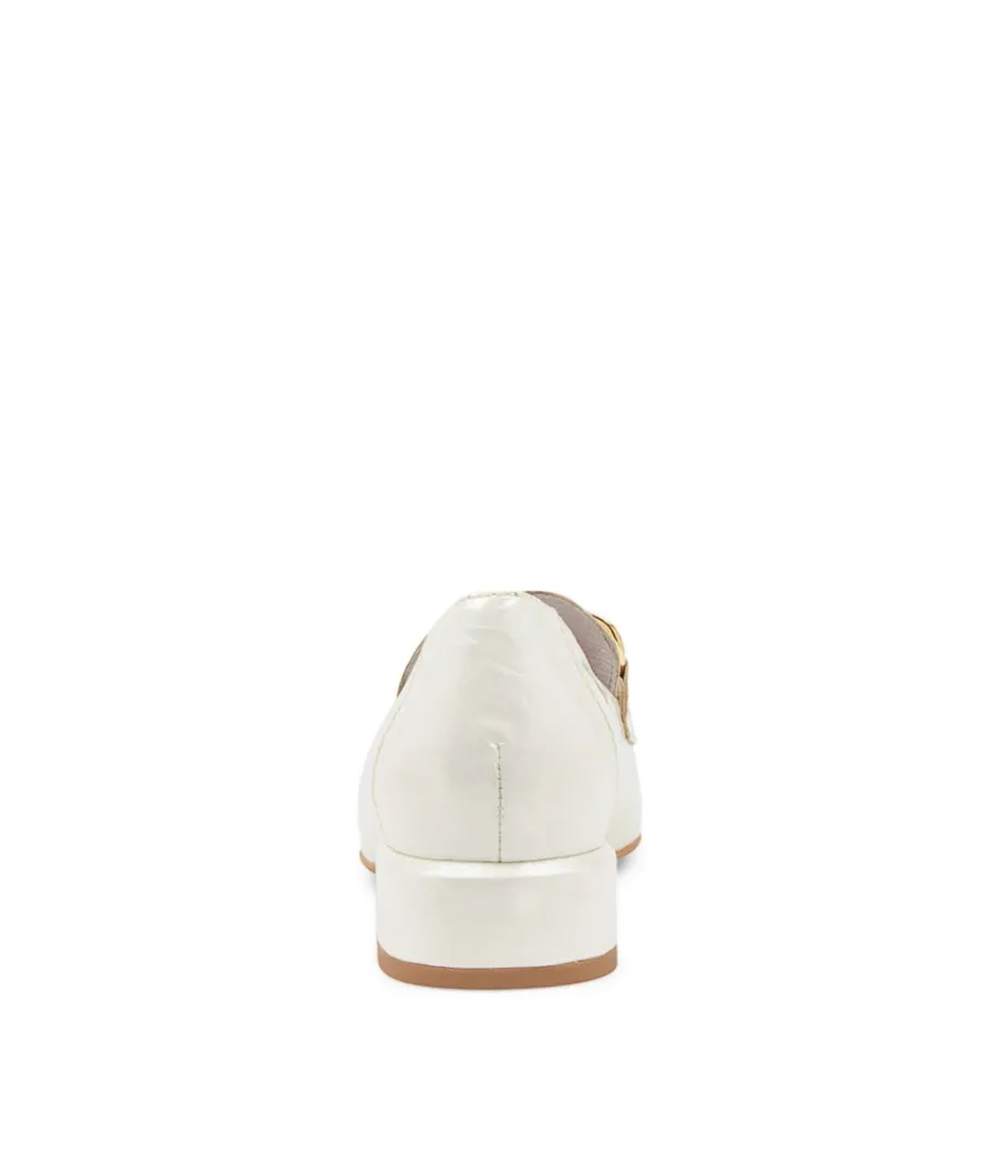 Vivandy White Shrunken Patent Heels